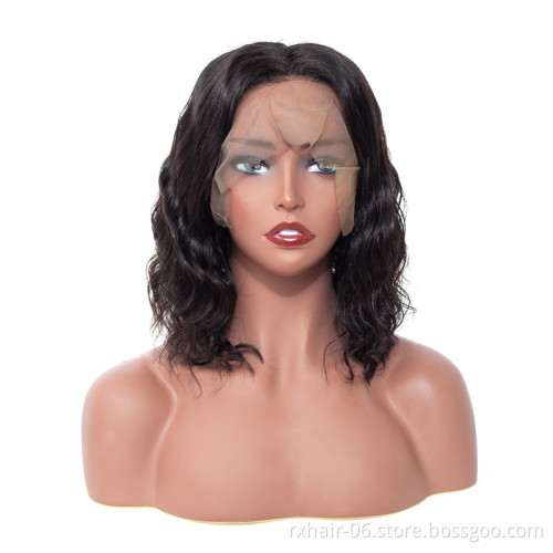 UBOSS 100% Brazilian Short Hair For Black Woman Human Bob 13X6 Pre Plucked Lace Front Malaysian Body Wave Transparent Lace Wig